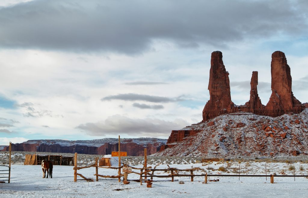 The majestic Monument Valley in winter