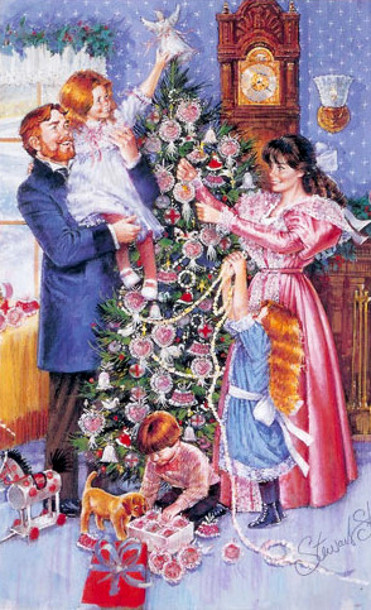 Bimbi decorano l'albero di Natale - Immagini Natale di Stewart Sherwood (Canadian)