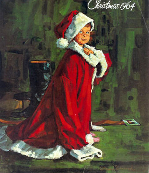 Immagini Natale di Stewart Sherwood (Canadian) Bimbo vestito da Babbo Natale